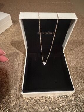 Chic Pandora Silver Heart Necklace